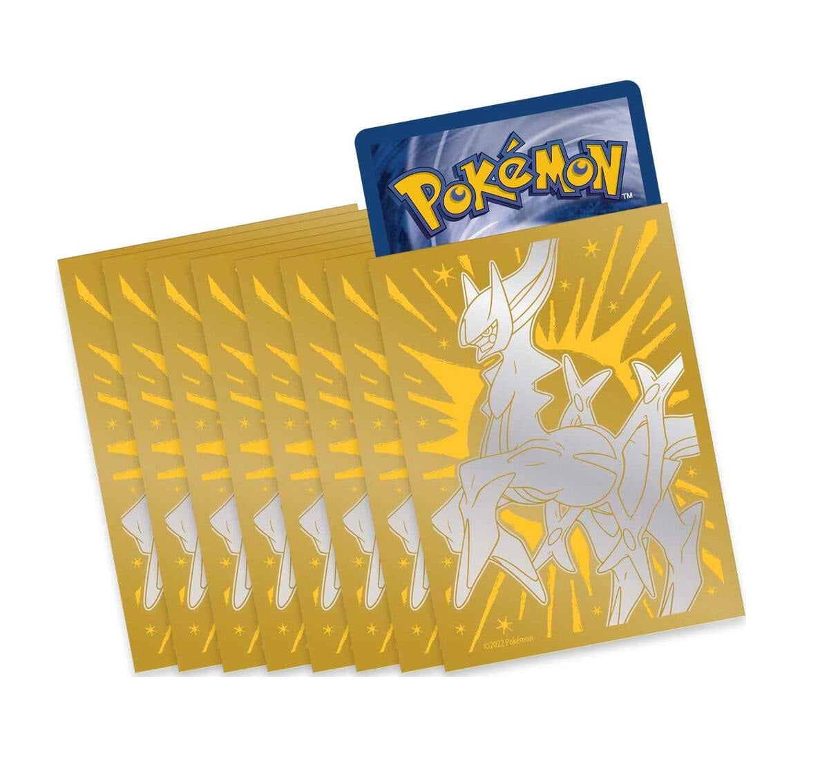 Pokemon TCG: Brilliant Stars Pokemon Center Exclusive Elite Trainer Box Card Sleeves - Gold Arceus (65 Pack)
