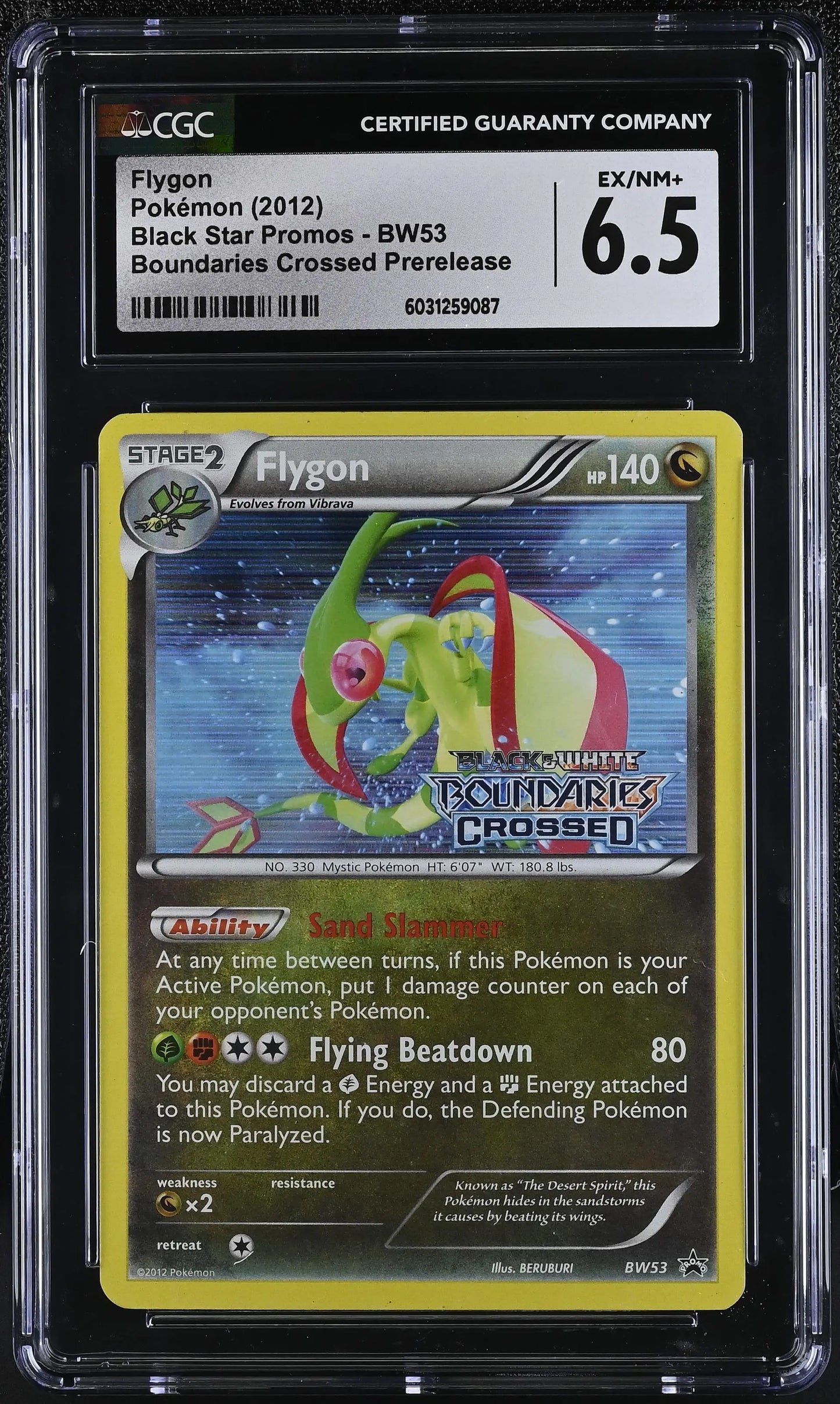 Flygon Boundaries Crossed Prerelease Black Star Promo BW53 CGC 6.5