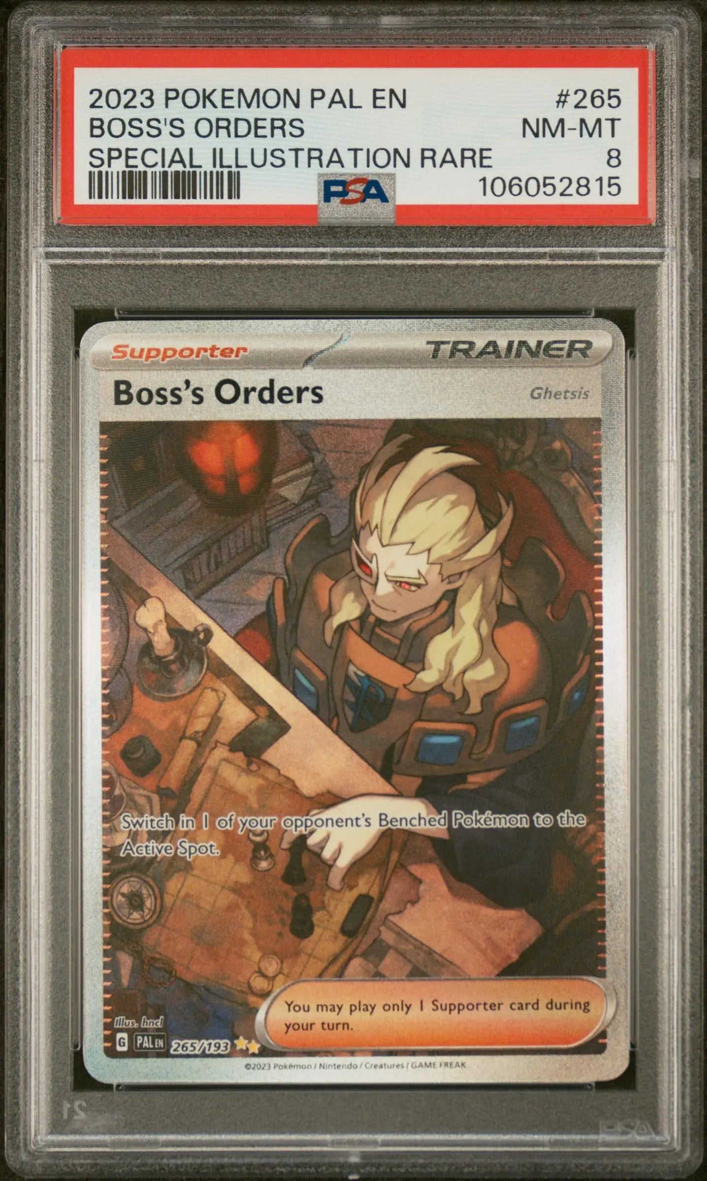 Boss's Orders Paldea Evolved Special Illustration Rare #265 PSA 8