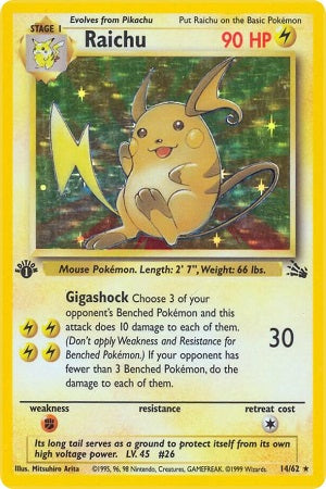 Raichu Holo 14/62 - Fossil