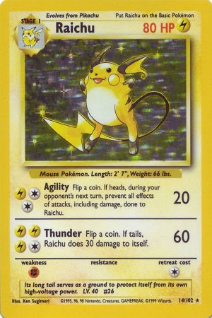 Raichu Holo 14/102 - Base Set