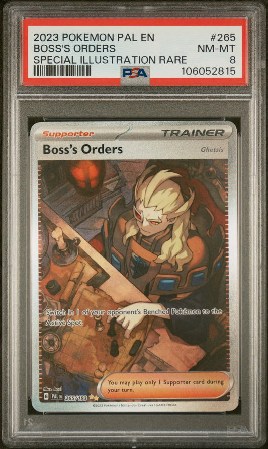 Boss's Orders Paldea Evolved Special Illustration Rare #265 PSA 8