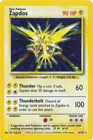 Zapdos Holo 16/102 - Base Set