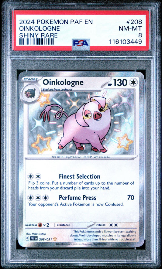 Oinkologne Shiny Rare Paldean Fates #208 PSA 9