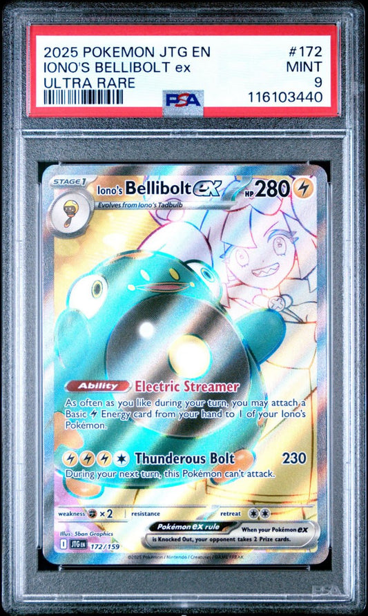 Iono's Bellibolt ex Ultra Rare Journey Together #172 PSA 9