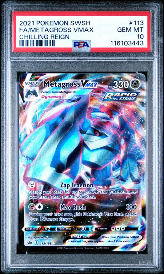 Metagross Vmax Full Art Chilling Reign #113 PSA 10