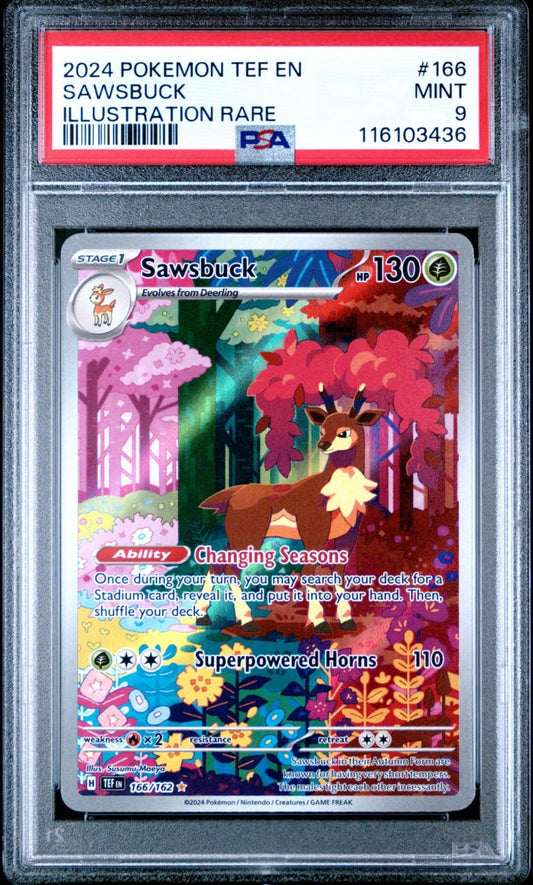 Sawsbuck Illustration Rare Temporal Forces #166 PSA 9